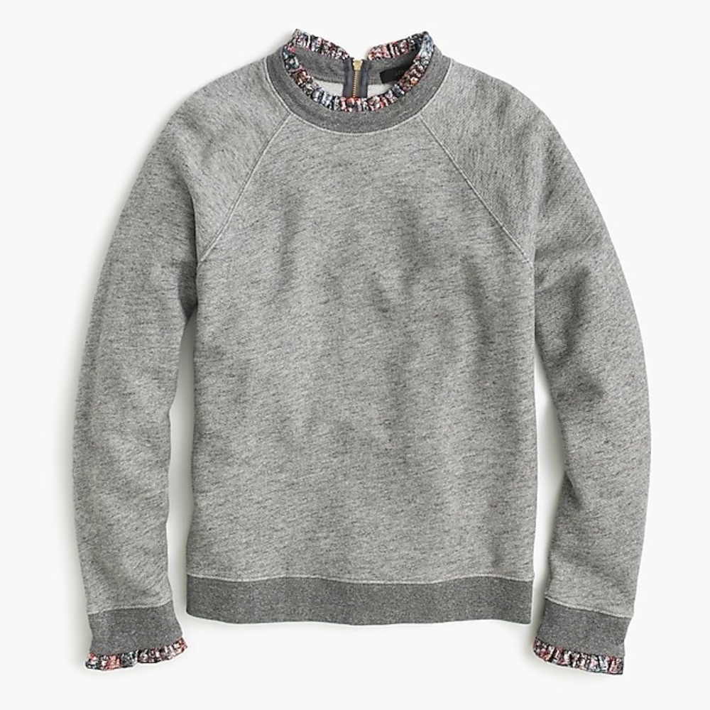 J.Crew Metallic Ruffle-Neck Sweatshirt
